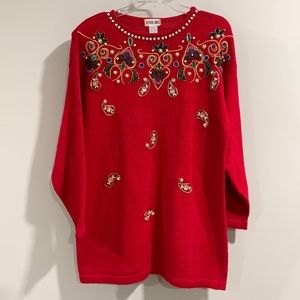 Victoria Jones - M, vintage glitzy/bedazzled holiday sweater